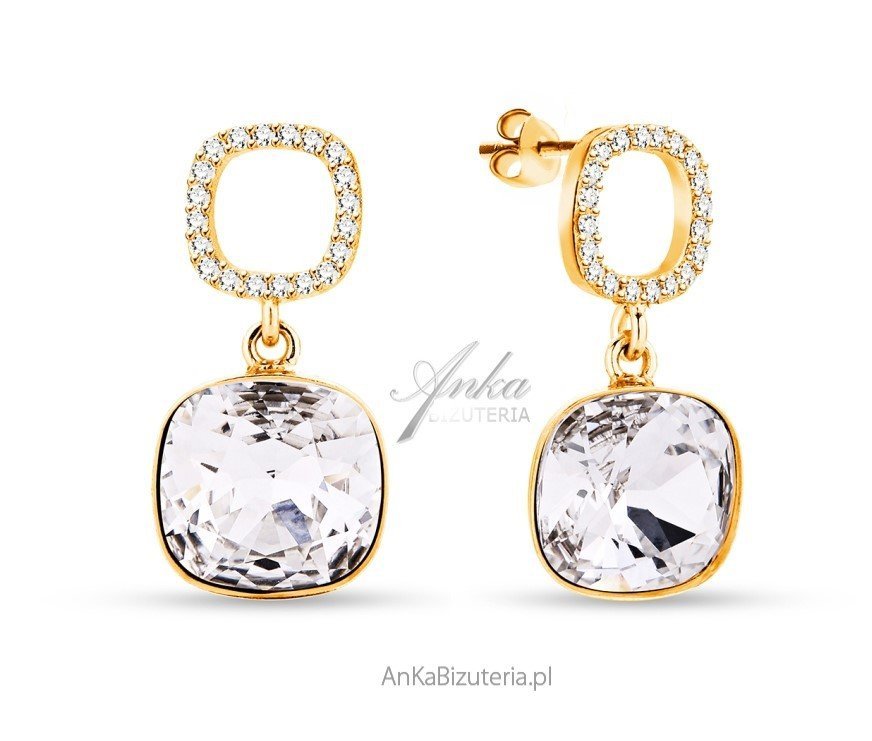 ankabizuteria.pl Kolczyki srebrne pozłacane Orbis Swarovski w kolor