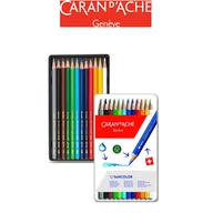 Przybory szkolne - Caran d`Arche Caran d`Arche Kredki CARAN DACHE Fancolor metalowe pudełko 12 szt CD1288-312 - miniaturka - grafika 1