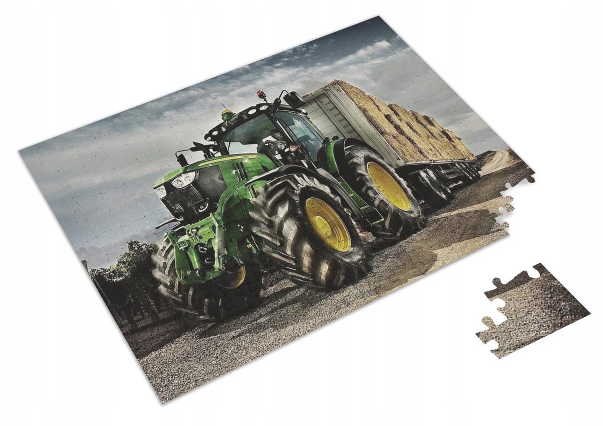 PUZZLE Traktor CIągnik John Deere JD + IMIĘ Pudełko 120 el.