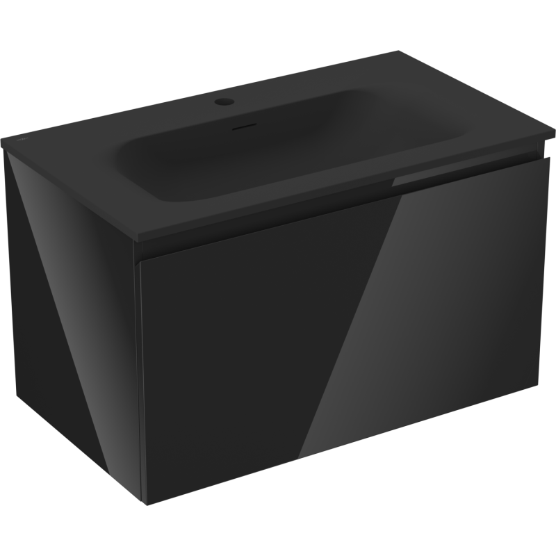 Mexen Orio szafka łazienkowa 80 cm z umywalką Vela, 1 szuflada, czarna połysk/czarna mat - 91A10-08047-1-BF70-W23M71