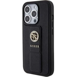 Etui Guess Grip Stand 4G Saffiano Strass na iPhone 15 Pro Max - czarne - Etui i futerały do telefonów - miniaturka - grafika 2