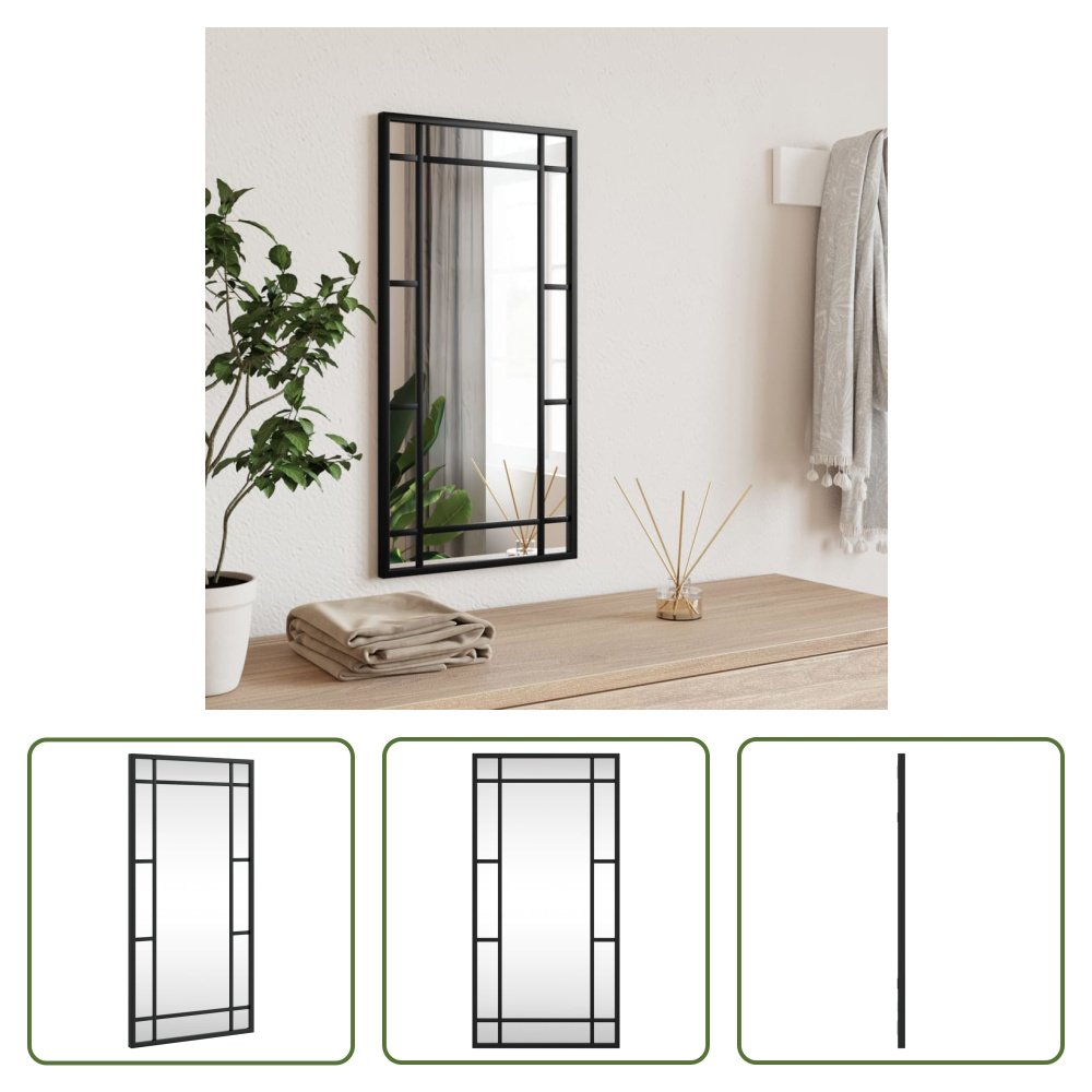 Lustro ścienne Living Store czarne 30x60 cm prostokątne żelazo