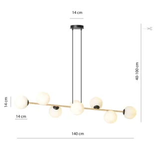Euluna Lampa wisząca Glassy, 8-punktowa, czarny/złoty/opal - Lampy sufitowe - miniaturka - grafika 3