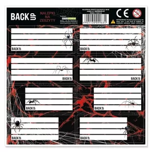 Nalepki na zeszyty BackUp Pająki (25szt) - DERFORM - Szkolne artykuły papiernicze - miniaturka - grafika 1