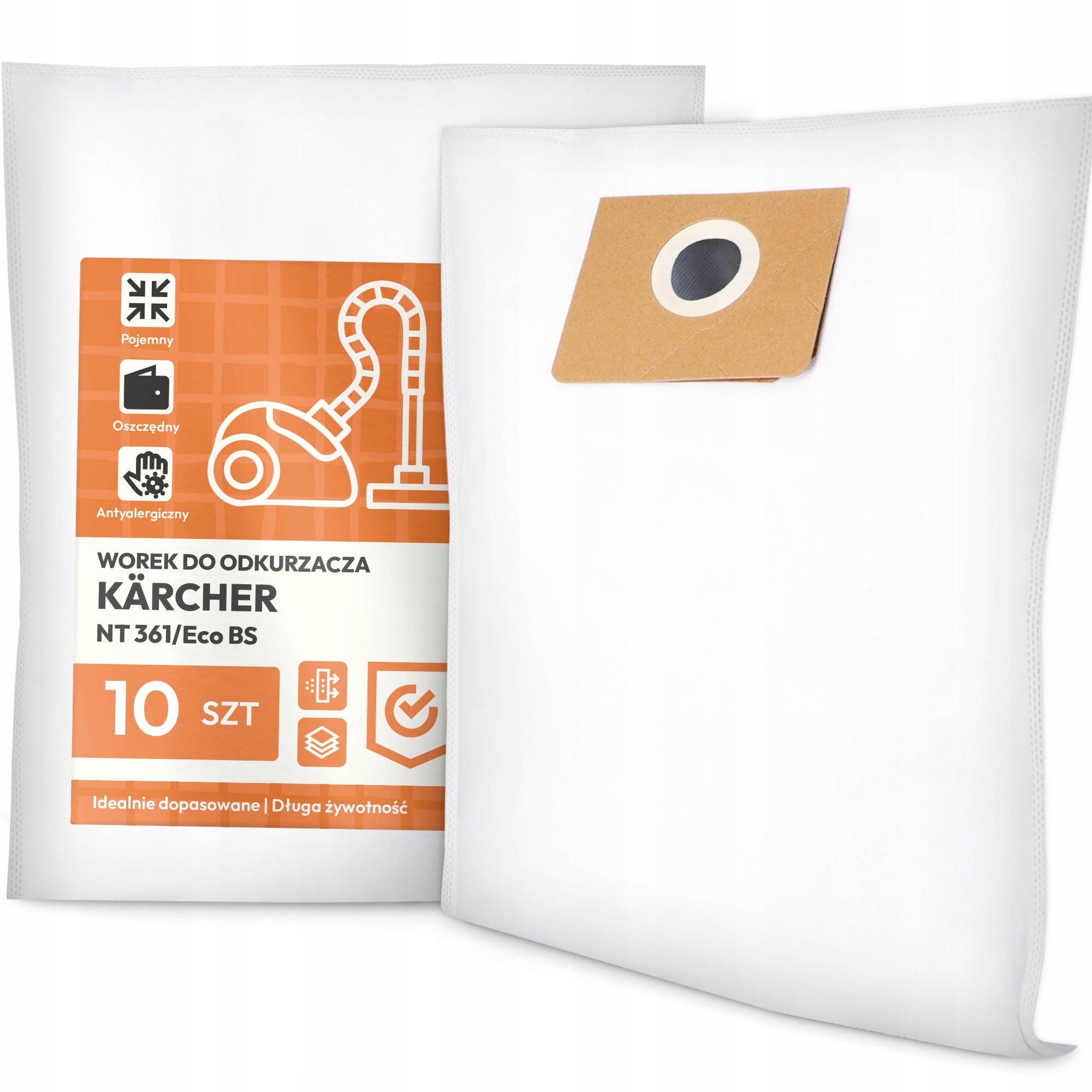 10x Worek do Odkurzacza Kärcher Nt 361/Eco Bs Flizelinowy Torba Worki G9
