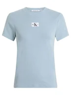 Koszulki i topy damskie - Calvin Klein Koszulka w kolorze błękitnym - miniaturka - grafika 1