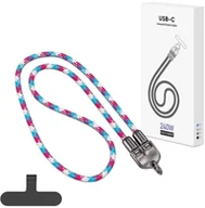 Kable USB - ECOBOX KABEL 240W TYP-C DO TYP-C SMYCZ NA SZYJE TĘCZA RÓŻ/NIEB - miniaturka - grafika 1