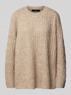 Sweter z dzianiny o kroju comfort fit z fakturowaną dzianiną model ‘ELYA’ - Swetry damskie - miniaturka - grafika 1