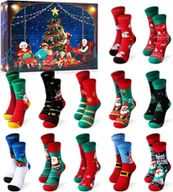 Kalendarze - Kalendarz Adwentowy 2024 Zestaw 12 Skarpetek Świątecznych Prezent - miniaturka - grafika 1