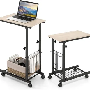 Stolik Pomocniczy w Kształcie Litery C, Stolik pod Kanapę na Kółkach, Stolik pod Laptopa, Regulowana Wysokość, Mobilny Stolik Kawowy - Ławy i stoliki kawowe Stolik Pomocniczy w Kształcie Litery C, Stolik pod Kanapę na Kółkach, Stolik pod Laptopa, Regulowana Wysokość, Mobilny Stolik Kawowy - Ławy i stoliki kawowe - miniaturka - grafika 1