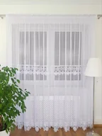 Firany - DŁUGA FIRANA GOTOWA Z PODWÓJNĄ GIPIURĄ BIAŁA FIRANKI DO SALONU 400X250CM - miniaturka - grafika 1