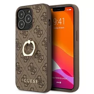 Etui i futerały do telefonów - Guess 4G Ring Case - Etui iPhone 13 Pro Max brązowy GUHCP13X4GMRBR - miniaturka - grafika 1