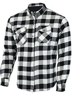 Odzież motocyklowa - Bikers Gear Australia kevlar podszewka motocykl kevlar koszula flanelowa z CE1621-1 zdejmowana zbroja, czarny/biały, rozmiar duży - miniaturka - grafika 1