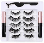 Sztuczne rzęsy i akcesoria - Aptel, Rzęsy Magnetyczne 5 Par + Pęseta + Eyeliner X 2 9x03mm Ag851a - miniaturka - grafika 1