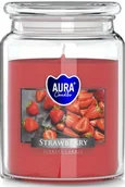 Świece - DUŻA Świeca zapachowa w słoiku BISPOL Aura 100H TRUSKAWKA - miniaturka - grafika 1