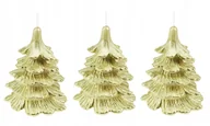Świece - 3 x świeczki świąteczne choinka 10 cm cała złota - miniaturka - grafika 1