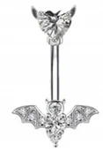 Kolczyki - Kolczyk do Pępka Diabełek Nietoperz Serce Cyrkonia - miniaturka - grafika 1