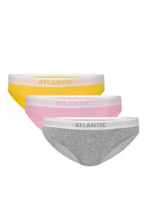 Komplety bielizny - Figi damskie bikini Atlantic różowe, szare, żółte 3-pack - grafika 1