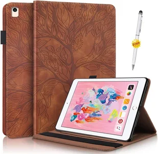 ETUI APPLE IPAD 10.2" SKÓRZANY BRĄZOWY OCHRONNY Z KLAPKĄ +RYSIK - Etui do tabletów - miniaturka - grafika 1