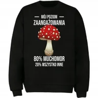 Bluzy męskie - BLUZA MÓJ POZIOM ZAANGAŻOWANIA MUCHOMOR CZERWONY PREZENT - miniaturka - grafika 1