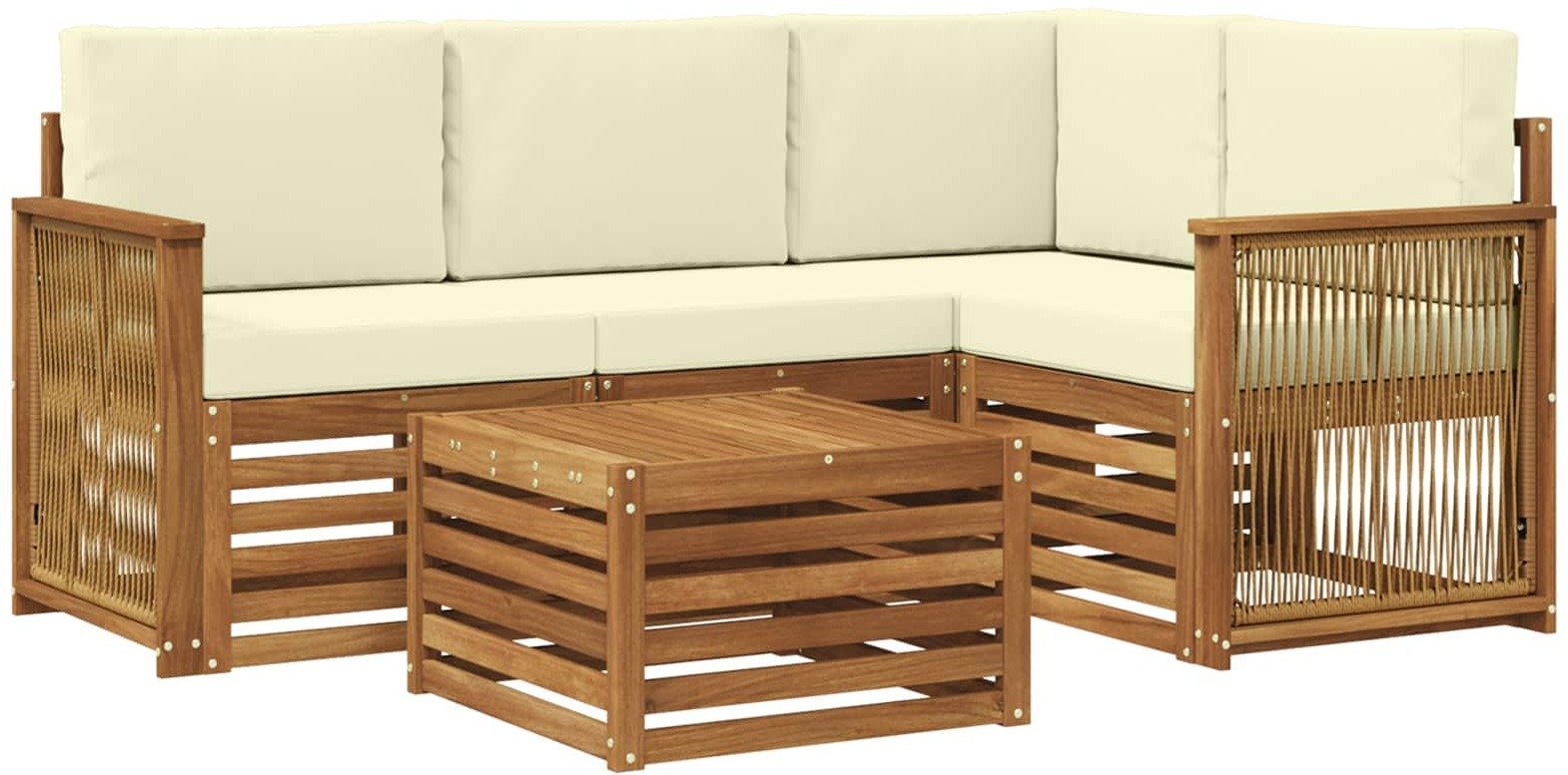 vidaXL Zestaw sof na zewnątrz 5 pcs Naturalny i Kremowy