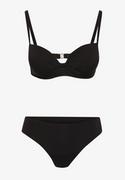 Stroje kąpielowe - Czarne Komplet Dwuczęściowy Bikini Biustonosz z Metalowym Zapięciem Majtki Typu Figi Vertella - miniaturka - grafika 1