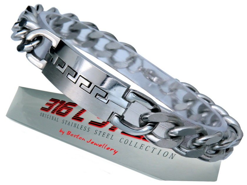 BRANSOLETA MĘSKA STAL CHIRURGICZNA 316L SREBRNA