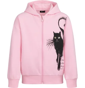 Rozpinana bluza z kapturem dla dziewczynki, z kotem, różowa 3-8 lat - Bluzy dla dziewczynek - miniaturka - grafika 1