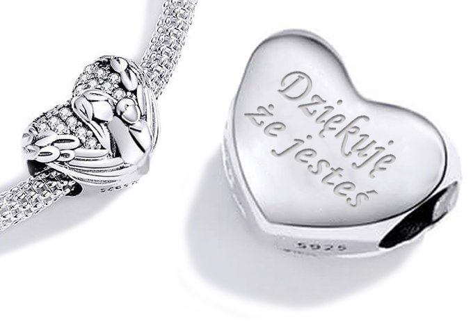 Charms do Pandora Dziękuje że Jesteś Zawieszka Charms GRAWER Srebro 925 Charmsy Trusky