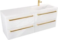 Szafki łazienkowe - Szafka z Umywalką ATHOS 120 cm 4SZ P  - Uchwyt Złoty - miniaturka - grafika 1
