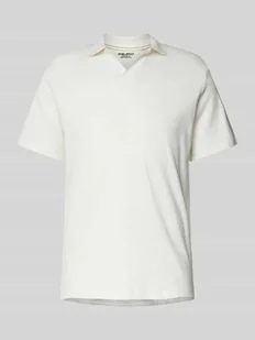 Koszulka polo o kroju slim fit z fakturowanym wzorem - Koszulki męskie - miniaturka - grafika 1