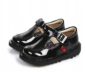 Półbuty damskie - Kickers Wyjściowe Dziecięce Półbuty Skórzane Lakierowane 23 Jkg - miniaturka - grafika 1