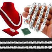 Naszyjniki męskie - POTĘŻNY GRUBY ŁAŃCUCH MĘSKI SPLOT KRÓLEWSKI, 60 cm 7 mm SREBRO 925 PEŁNY - Golden Celebrity - miniaturka - grafika 1