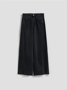 Reserved - Jeansy wide leg z rozdarciami - czarny - Spodnie damskie - miniaturka - grafika 1