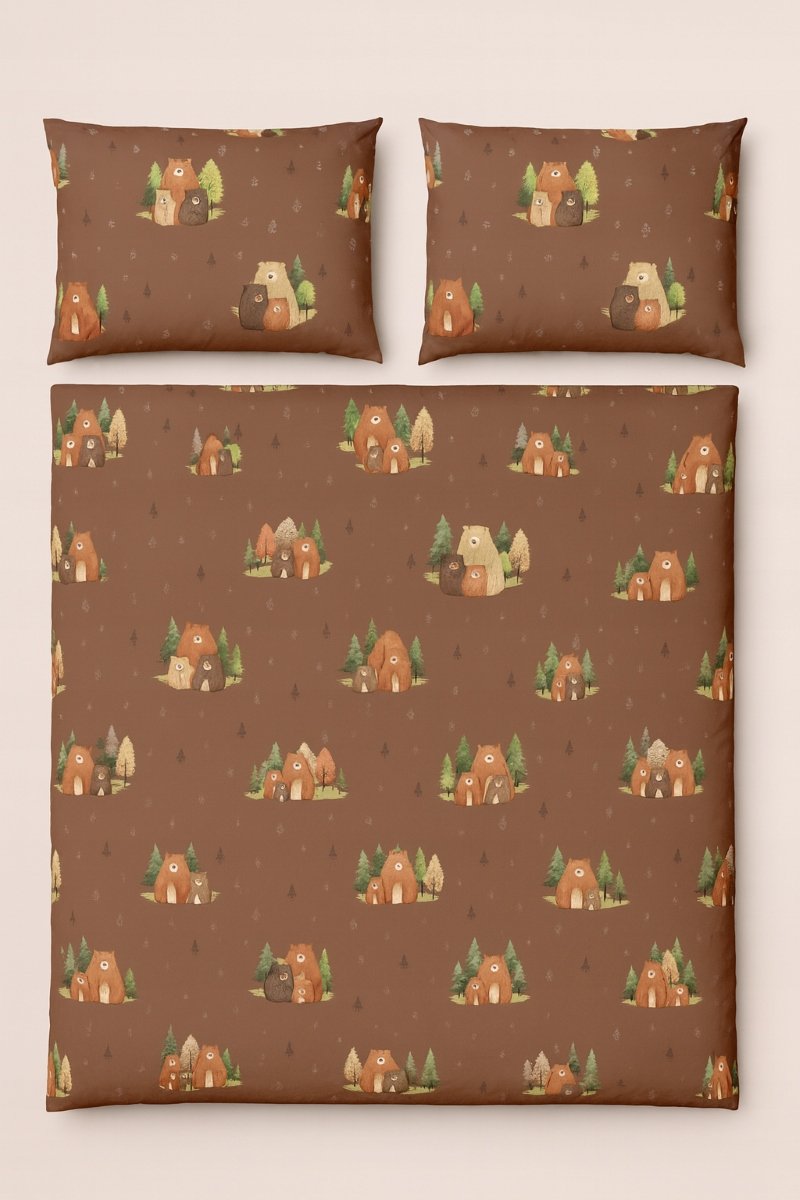 Pościel misie rodzina brązowe niedźwiadek las 160X200