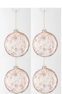 Bombki - Pudełko 4 Bombki Świąteczne Gałązki Szklane Jasnoróżowe Duże - miniaturka - grafika 1