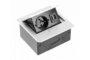 GTV przedłużacz biurkowy wpuszczany w blat gniazdo elektryczne AVARO 1x gniazdo 2xUSB A srebrny - Gniazdka elektryczne - miniaturka - grafika 1