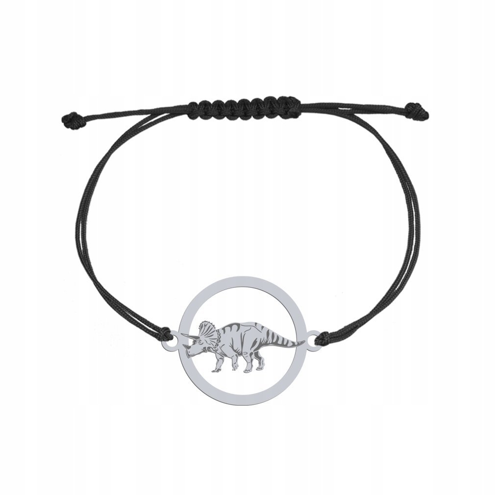 Bransoletka Srebrna Triceratops 925 sznurek Biżuteria Prezent GRAWER GRATIS