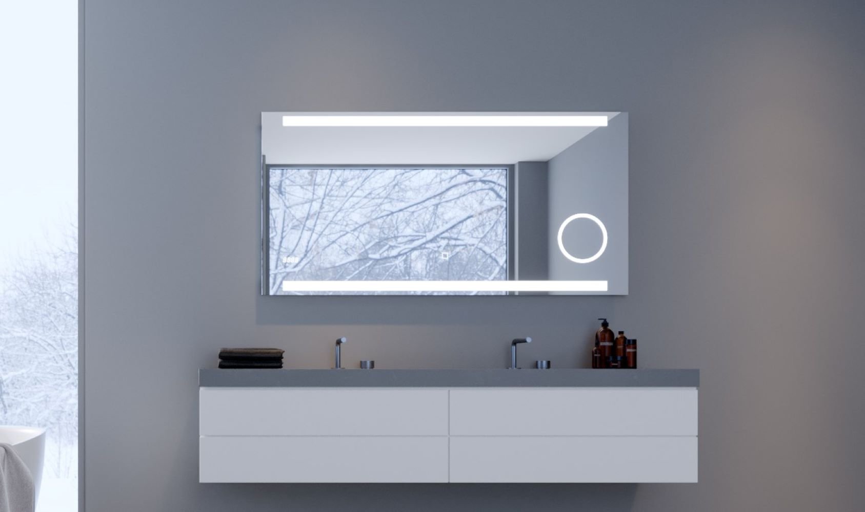 Lustro łazienkowe LED TALOS King Lustro łazienkowe z oświetleniem 120x60 cm - Lustro ścienne z podświetlanym lustrem toaletowym - Kolor światła neutralny biały
