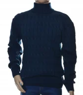 Swetry męskie - Ciepły wełniany sweter męski z golfem szetland golf z wełny 3XL XXXL granat - miniaturka - grafika 1
