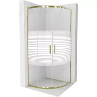 Kabiny prysznicowe - Mexen Rio kabina prysznicowa półokrągła 80x80 cm, pasy, złota - miniaturka - grafika 1