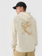 Bluzy sportowe męskie - Męska bluza dresowa rozpinana z kapturem 4F 4FRAW24TSWSM1822 - beżowa - miniaturka - grafika 1