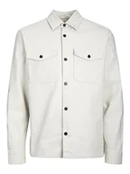 Koszule męskie - JACK & JONES Męska koszula Jprroy Solid Overshirt L/S Sn na czas wolny, biały melanż/Fit: comfort fit, XL - miniaturka - grafika 1
