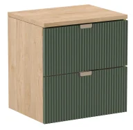 Szafki łazienkowe - Ścienna szafka łazienkowa pod umywalkę szałwiowy + orzech C9-D05 - miniaturka - grafika 1