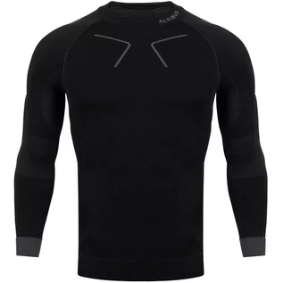 Bielizna sportowa męska - Bluza termoaktywna trekkingowa męska Alpinus Tactical Base Layer czarno-szara - grafika 1