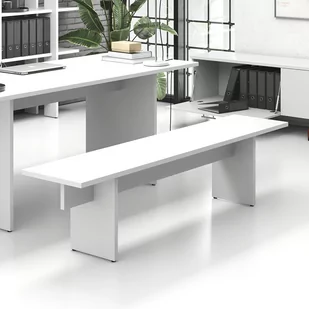 Ławka SOLID, 1800 x 400 x 443 mm, biała - Biurka - miniaturka - grafika 3