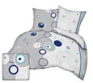 Pościel - Pościel Z Kory 160X200 Wzór Okręgi Na Szarości - miniaturka - grafika 1