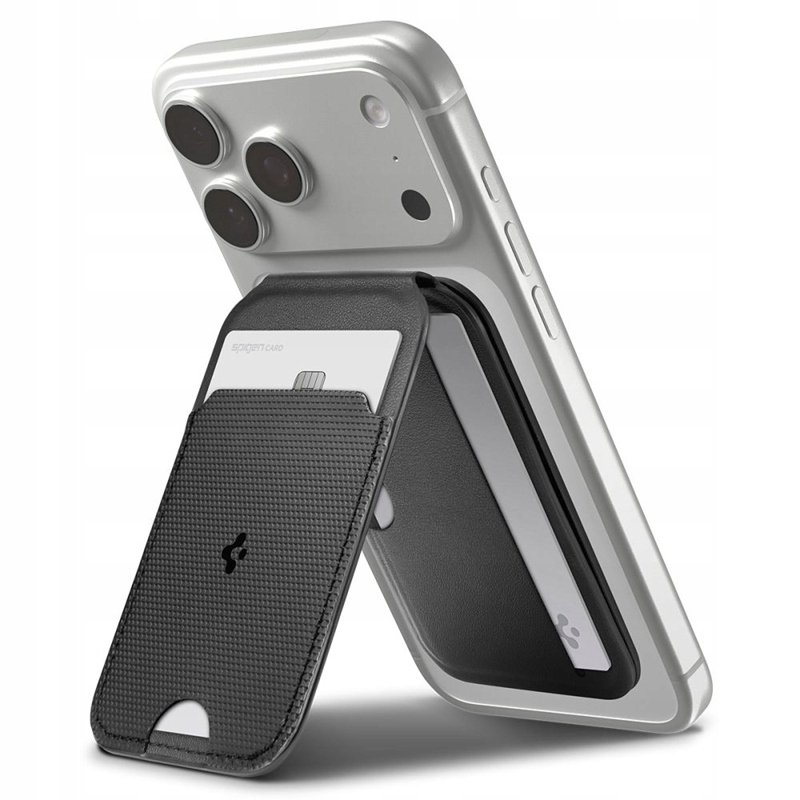 Spigen S314-2 Slim Fold Portfel MagSafe z podstawką stojak (Czarny)