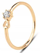 Pierścionki - PIĘKNY ZŁOTY PIERŚCIONEK ZARĘCZYNOWY Z BRYLANTEM 0.10CT I SERCEM 14KT 585 - miniaturka - grafika 1