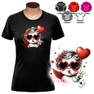 Koszulki i topy damskie - KOSZULKA DAMSKA Z NADRUKIEM T-SHIRT - WZÓR SERCE LOVE ANIOŁ ANGEL - XS - miniaturka - grafika 1